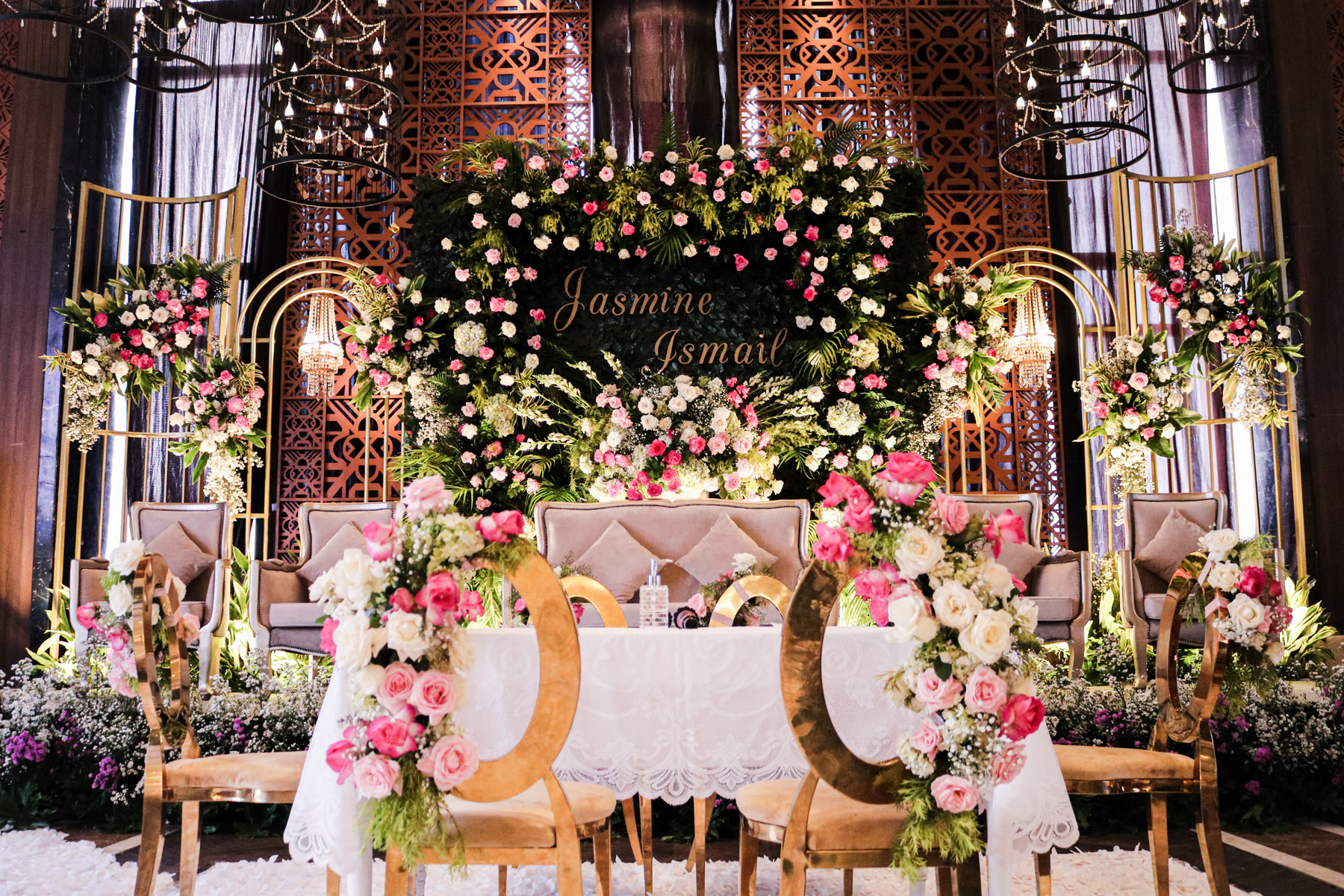 An elegant CITTA floral stage prepared for a celebration