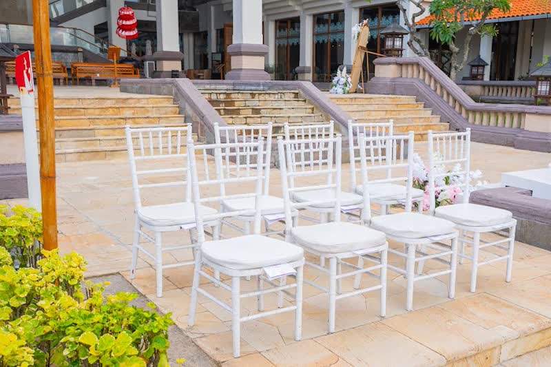 Empty ceremony seating arranged by STHIRA DECOR