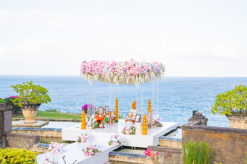 Oceanfront mandap detail by STHIRA DECOR