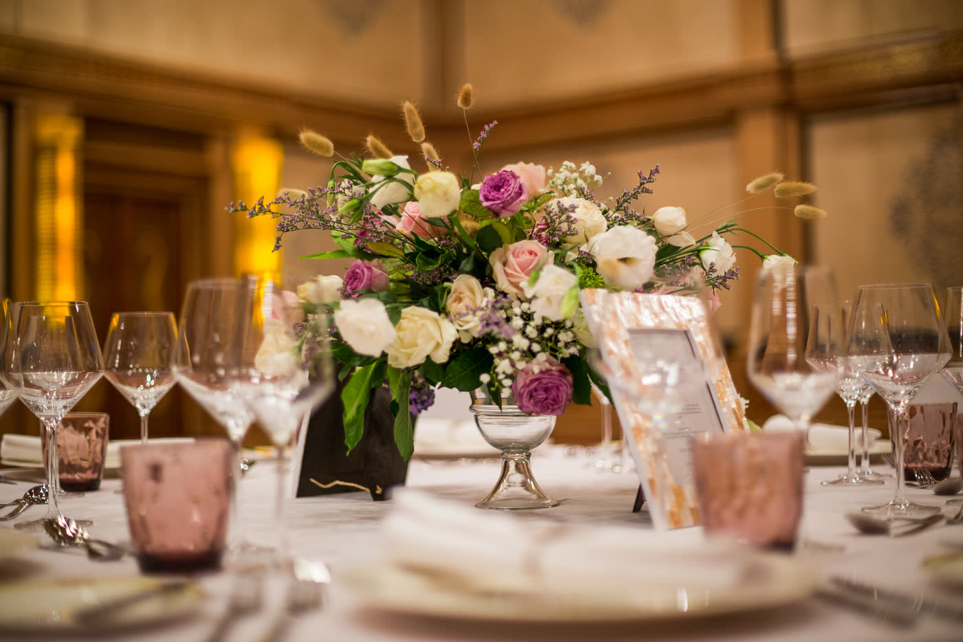 CITTA reception tablescape with warm candlelight